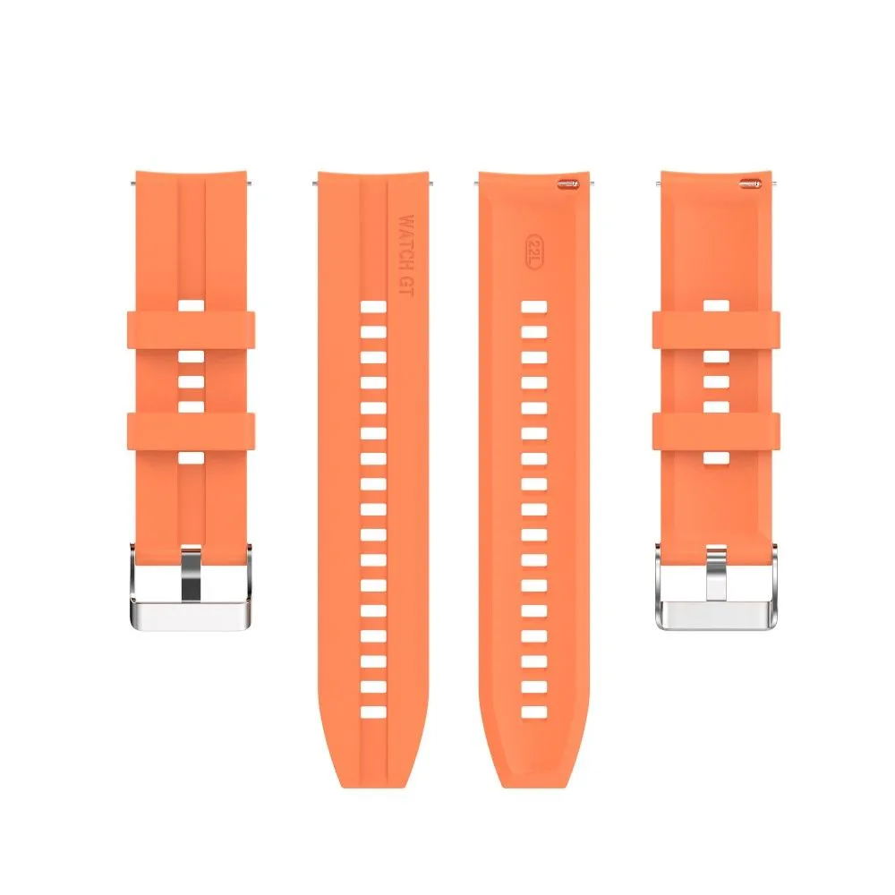 20mm Universal adjustable silicone watch strap - Silver Steel Buckle / Orange