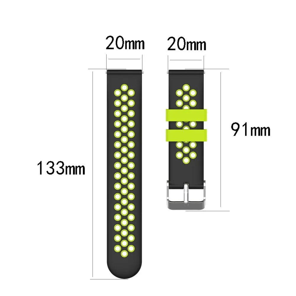 20mm Universal dual color silicone watch strap - Black / Grey