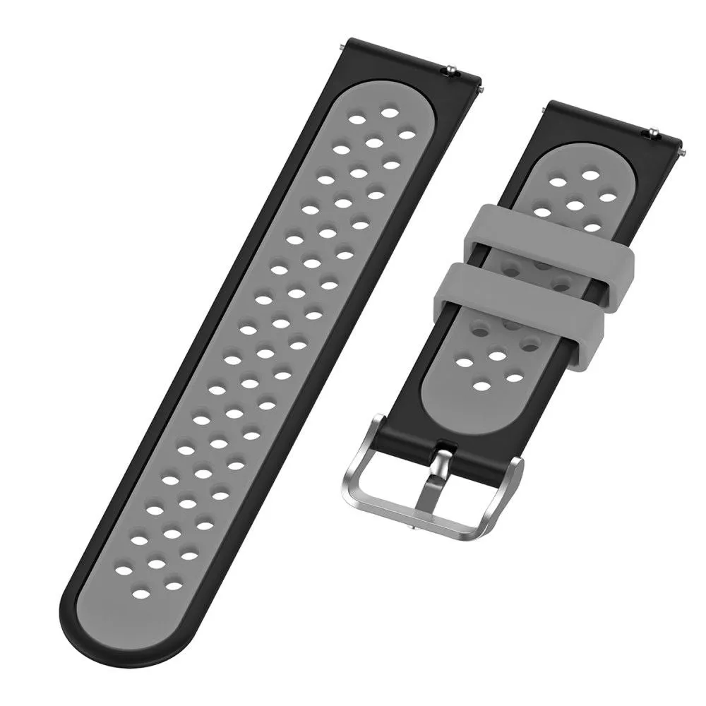20mm Universal dual color silicone watch strap - Black / Grey