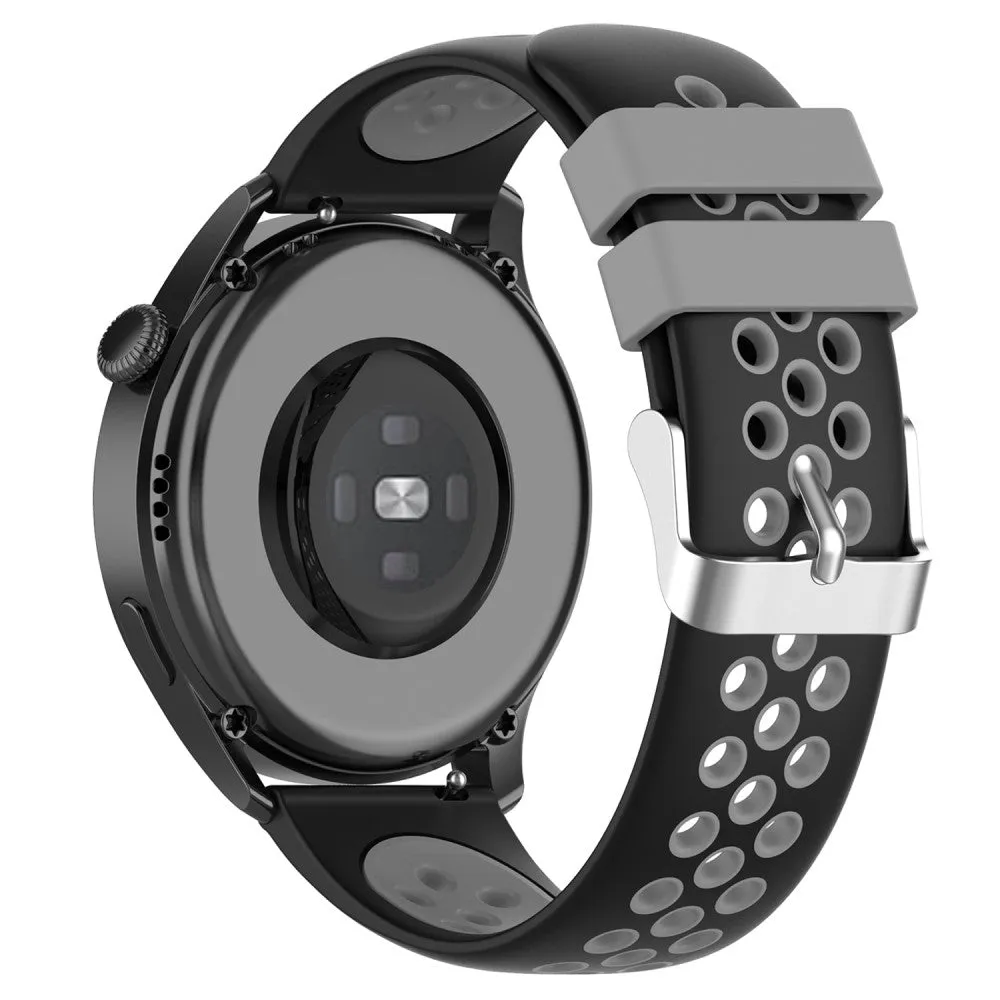 20mm Universal dual color silicone watch strap - Black / Grey