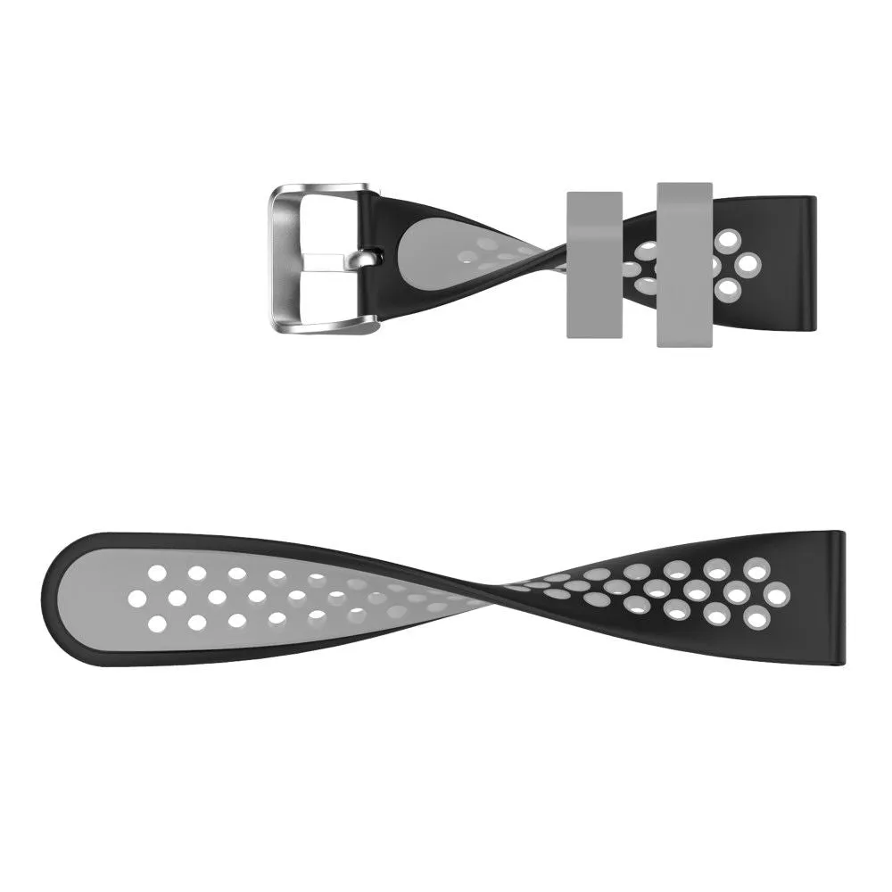 20mm Universal dual color silicone watch strap - Black / Grey