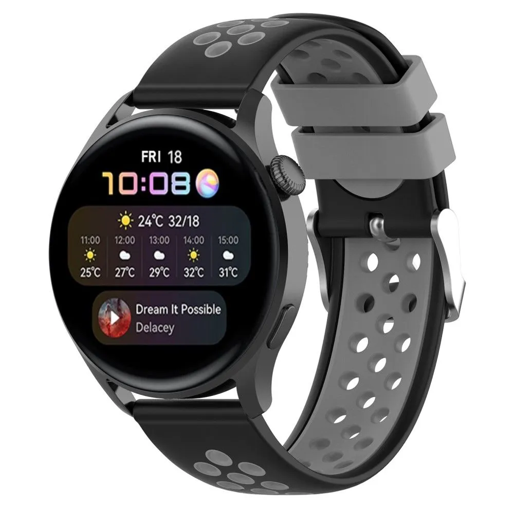 20mm Universal dual color silicone watch strap - Black / Grey