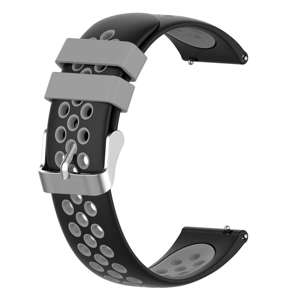 20mm Universal dual color silicone watch strap - Black / Grey