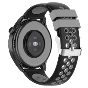 20mm Universal dual color silicone watch strap - Black / Grey