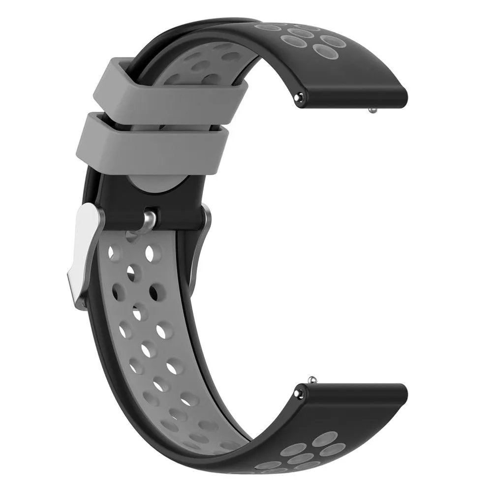 20mm Universal dual color silicone watch strap - Black / Grey