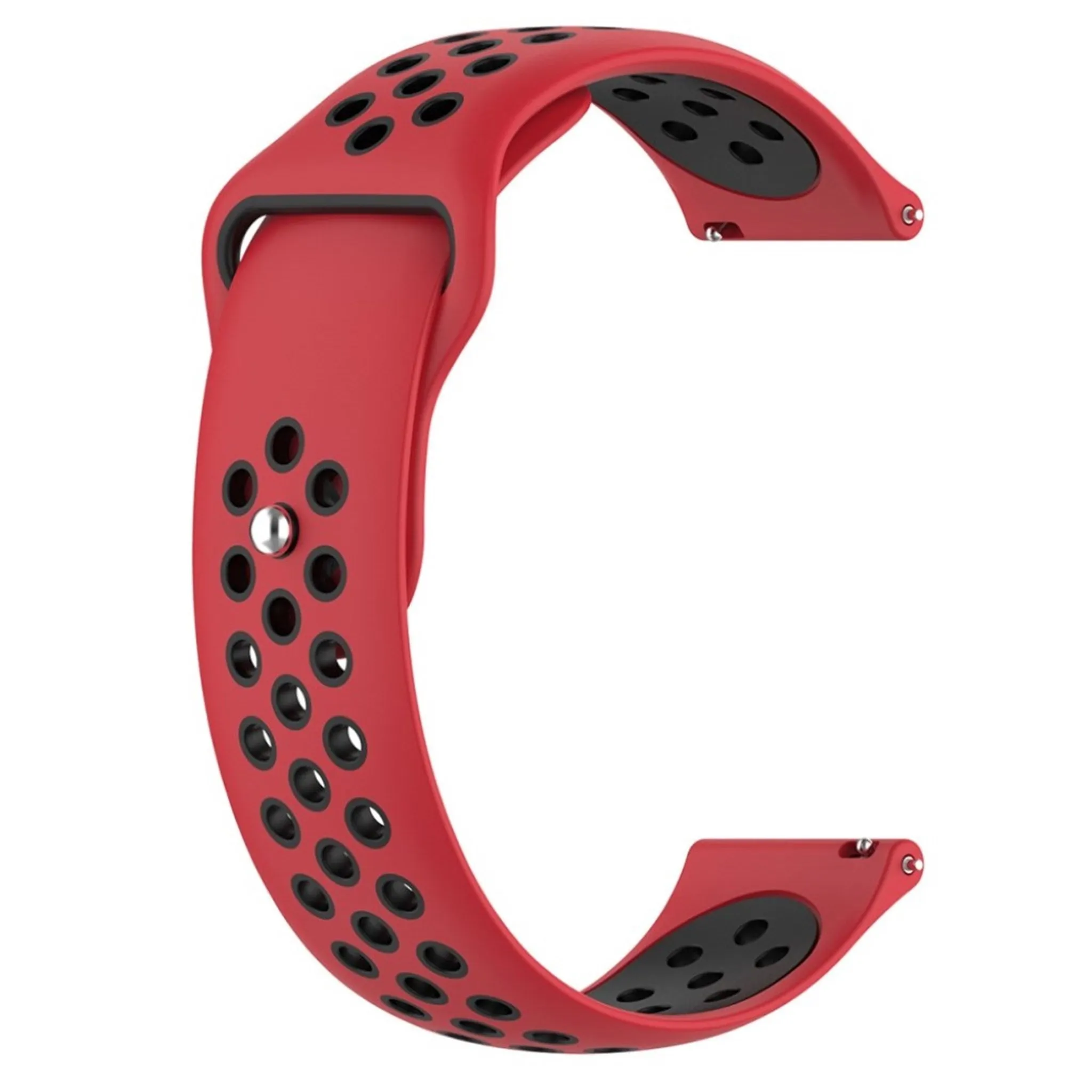 22mm Universal dual-color silicone watch strap - Red / Black