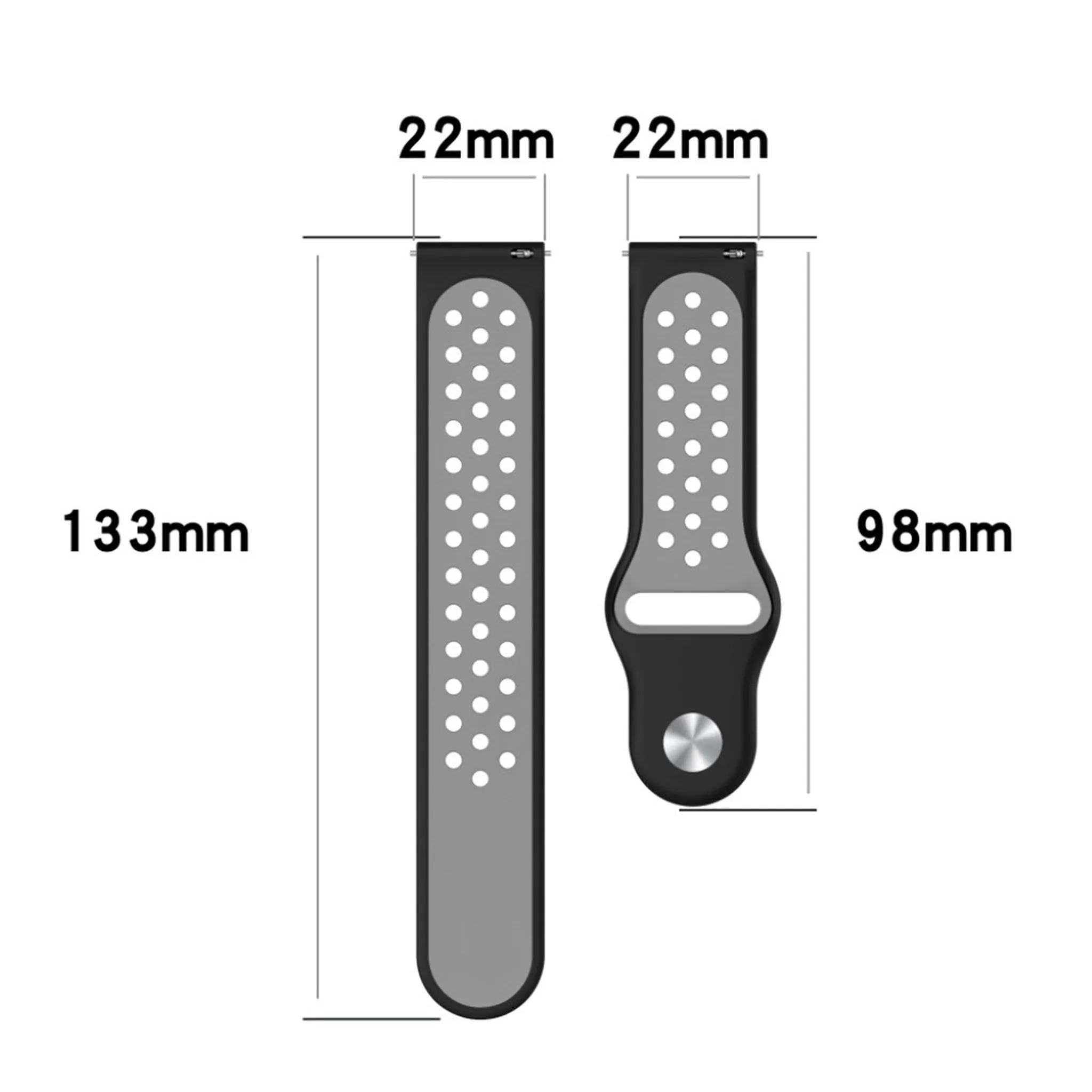 22mm Universal dual-color silicone watch strap - Red / Black