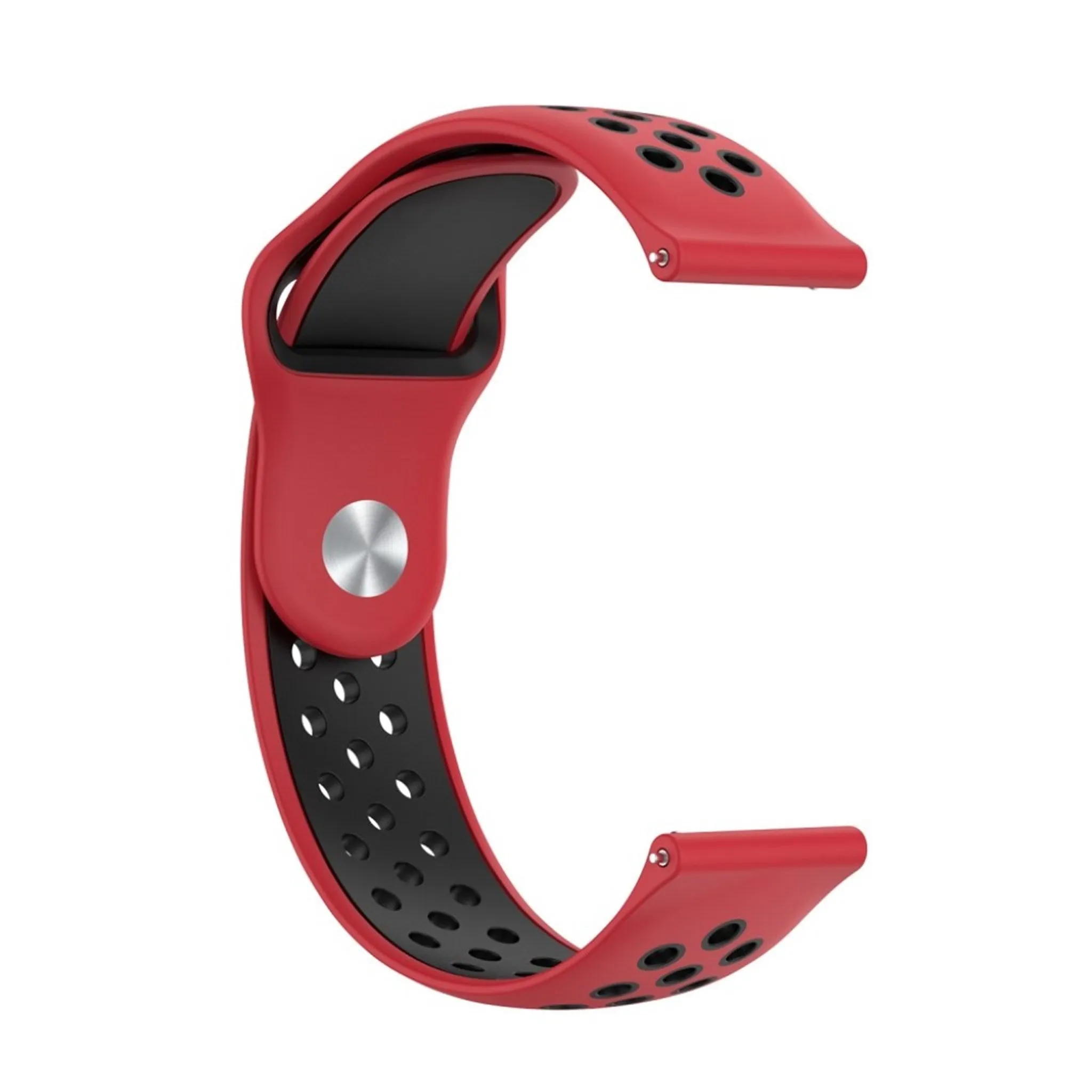 22mm Universal dual-color silicone watch strap - Red / Black