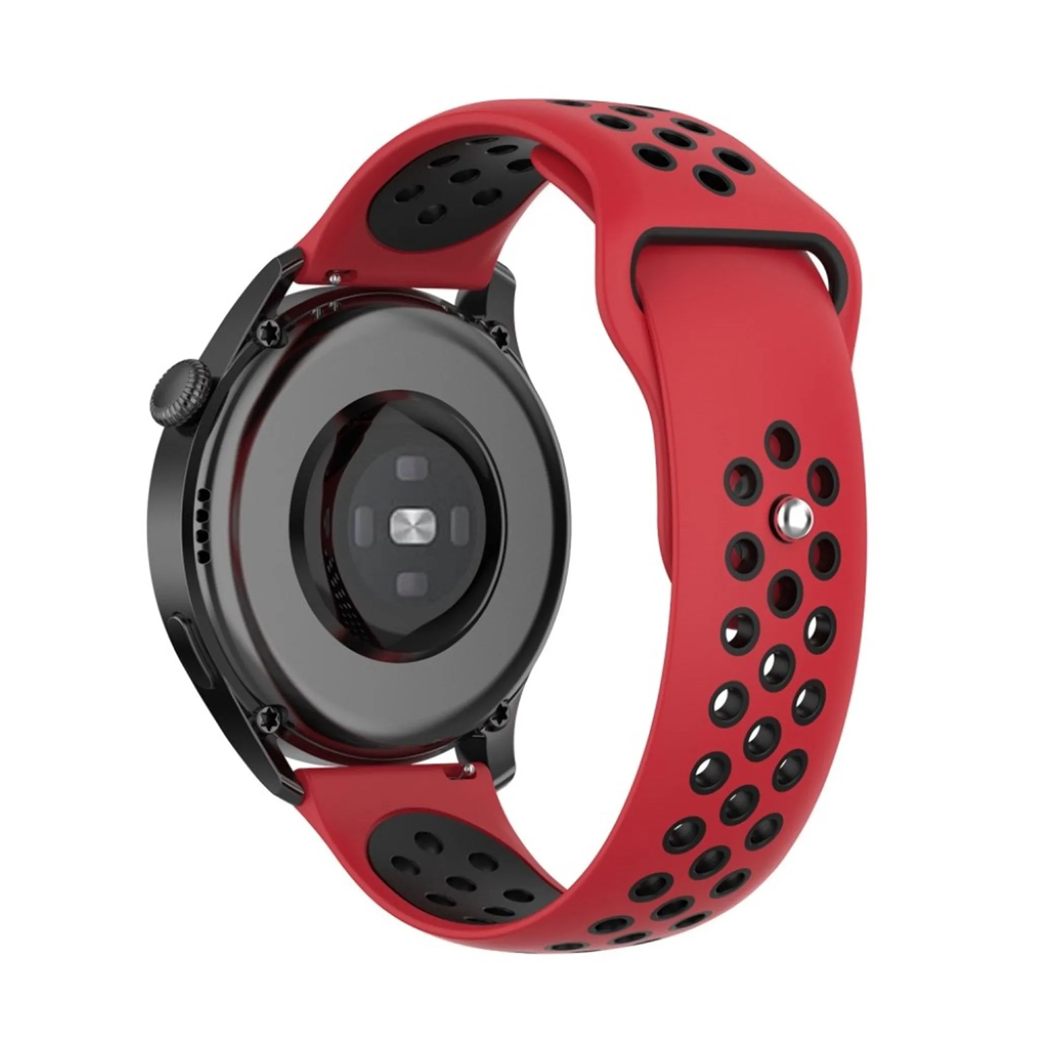 22mm Universal dual-color silicone watch strap - Red / Black