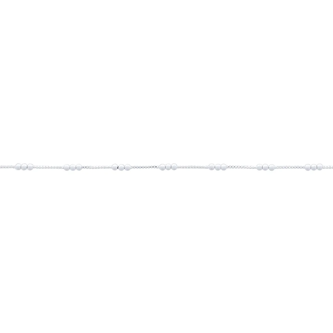 25cm Sterling Silver Ball Station Chain Anklet