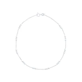 25cm Sterling Silver Ball Station Chain Anklet