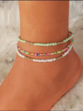 3 Piece Beaded Anklet