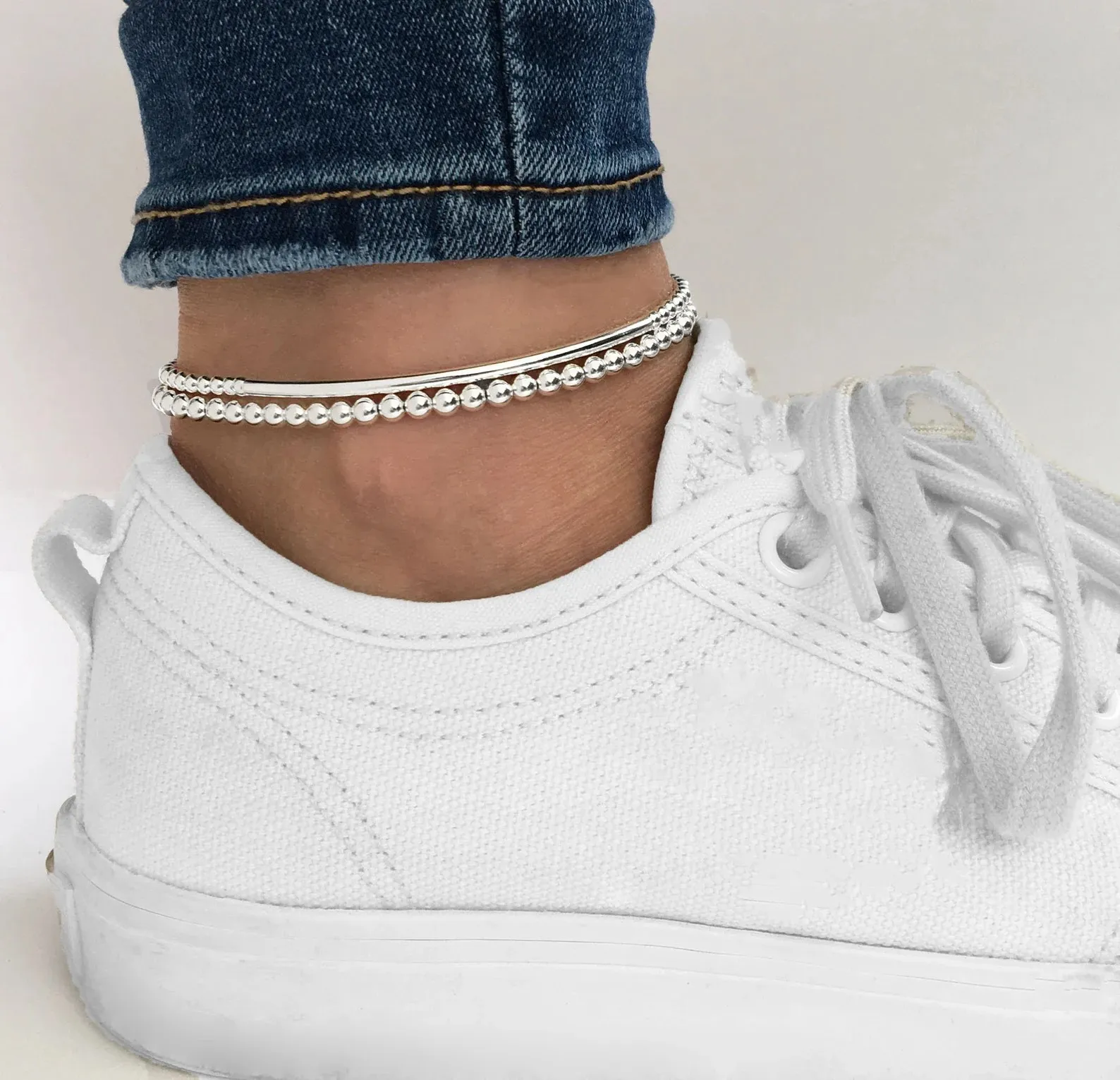 925 Sterling Silver Stretch Tube Anklet, Sterling Silver Anklet, Ankle Bracelet, Anklet