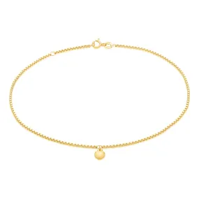 9ct Yellow Gold Silver Filled 27cm Heart Drop Anklet