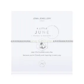 A Little Birthstone June Moonstone Silver 17.5cm Stretch Bracelet 3465