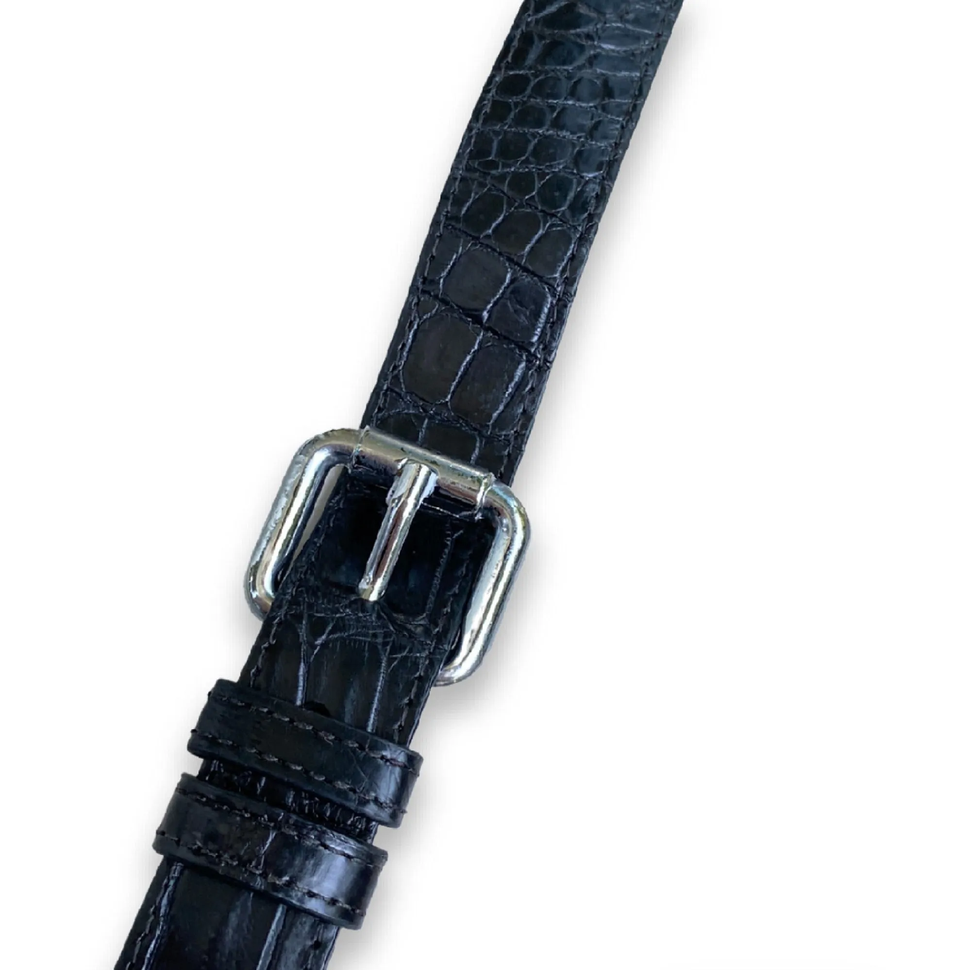 Alligator Y-Back Black Leather Suspenders Men Button End - Groomsmen Suspenders - Wedding Groom Suspenders Adjustable
