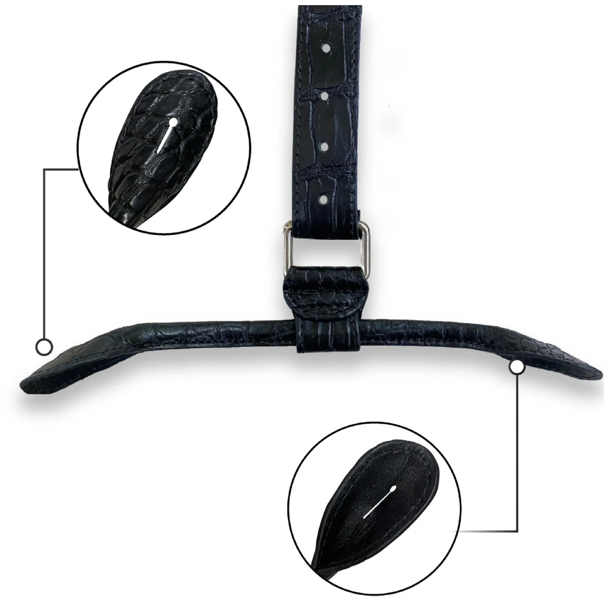 Alligator Y-Back Black Leather Suspenders Men Button End - Groomsmen Suspenders - Wedding Groom Suspenders Adjustable