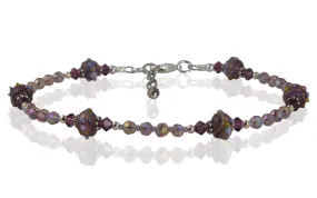 Amethyst Violet Crystal Beaded Anklet