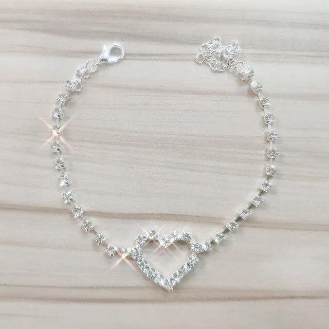 Anklet - Gold Heart with Rhinestones 3 options
