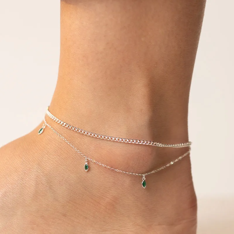 ANKLET WITH EMERALD DROPLETS