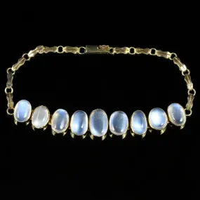 Antique Victorian Moonstone Bracelet 9Ct Gold Circa 1900