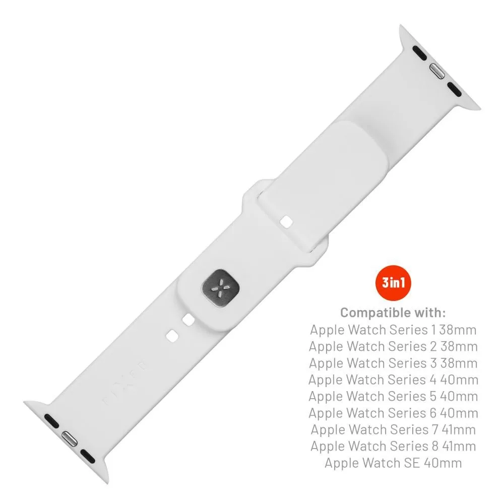 Apple Watch (38/40/SE/41/42mm) Fixed Sporty Silikone Rem Sæt - Hvid