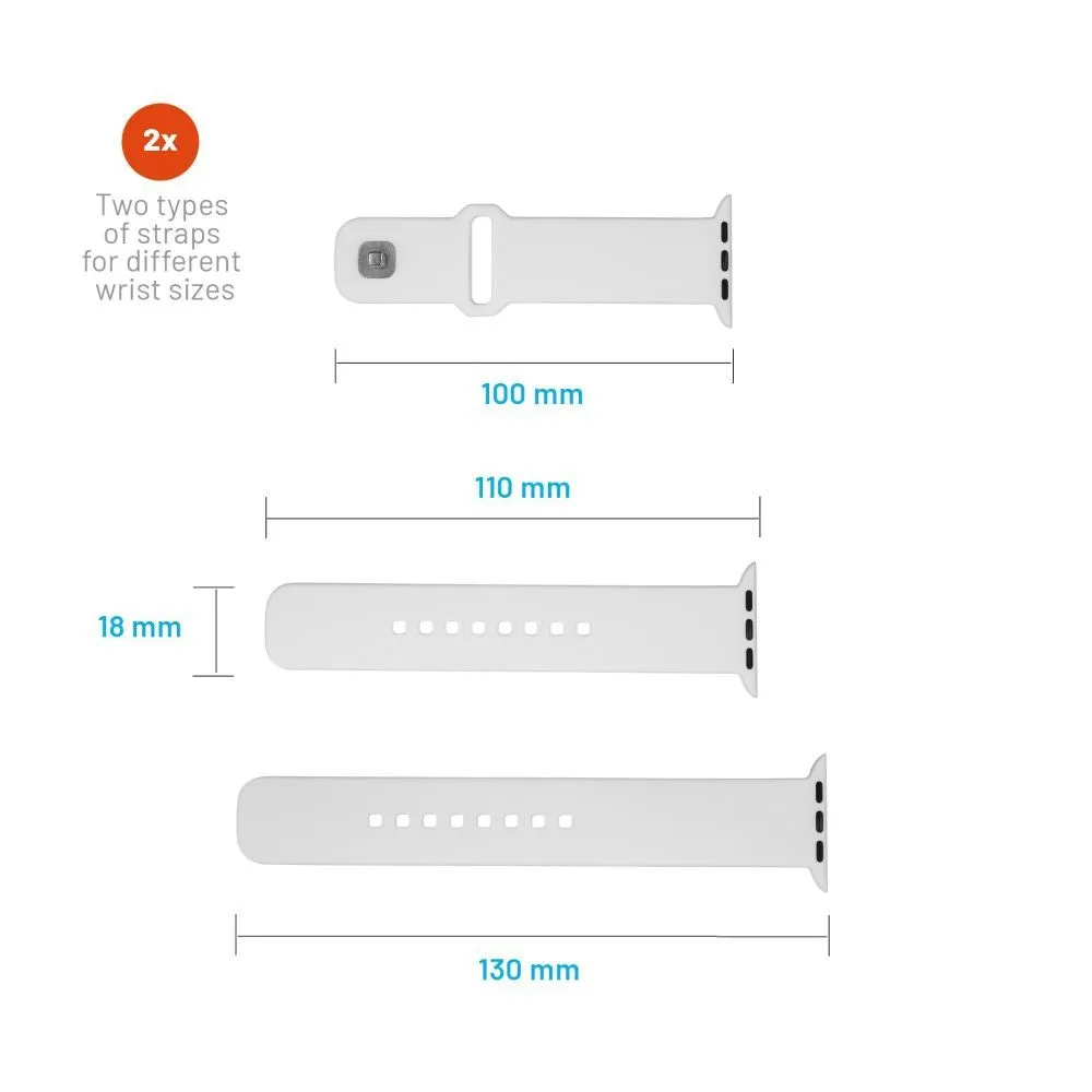 Apple Watch (38/40/SE/41/42mm) Fixed Sporty Silikone Rem Sæt - Hvid