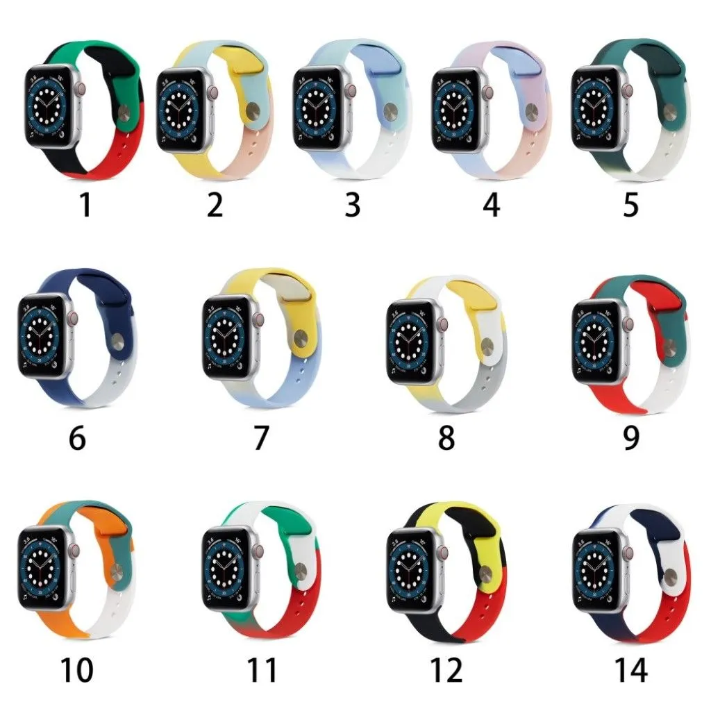 Apple Watch 40mm contrast color silicone watch strap - Black / Red / Yellow / Size: L