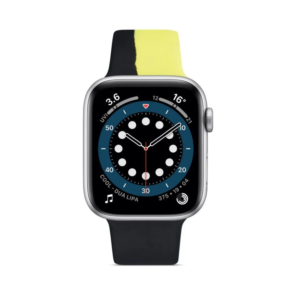 Apple Watch 40mm contrast color silicone watch strap - Black / Red / Yellow / Size: L