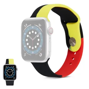 Apple Watch 40mm contrast color silicone watch strap - Black / Red / Yellow / Size: L