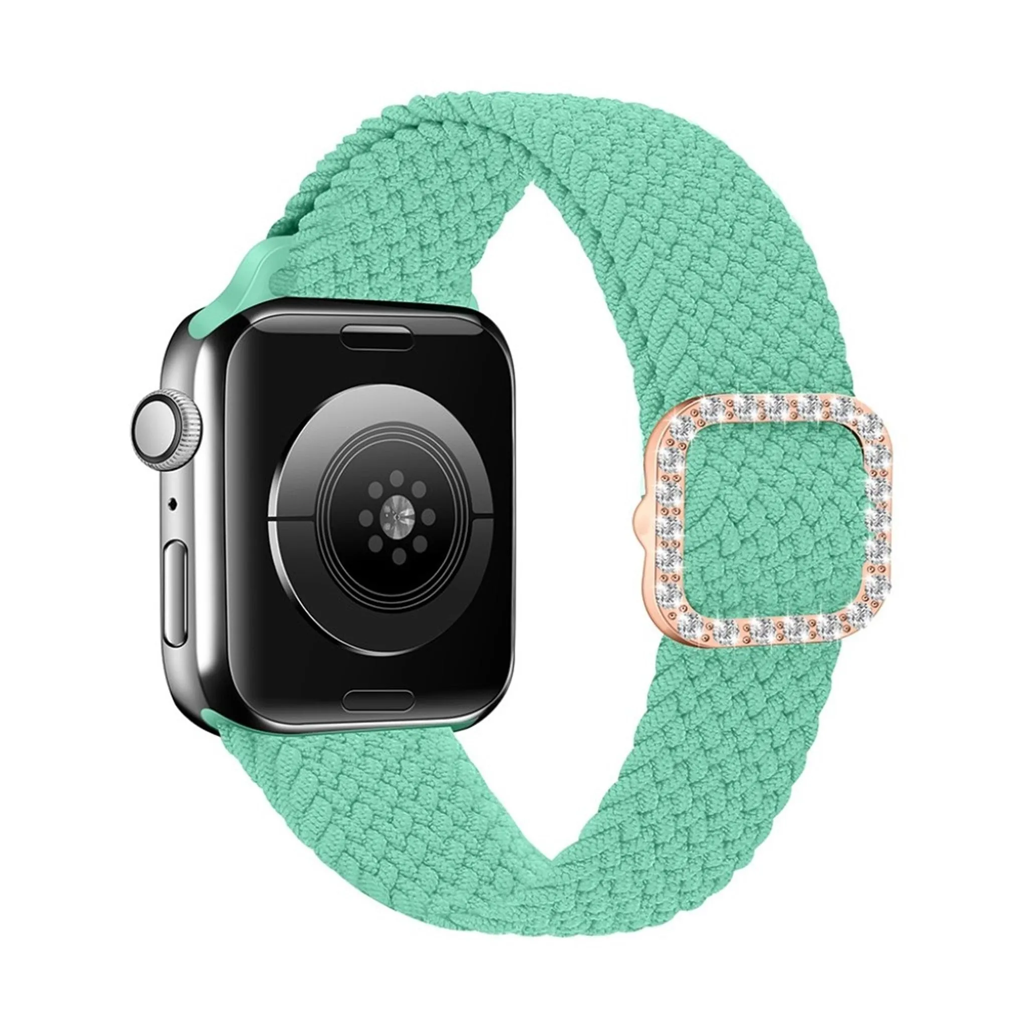 Apple Watch 40mm nylon watch strap in rhinestone buckle - Grass Green