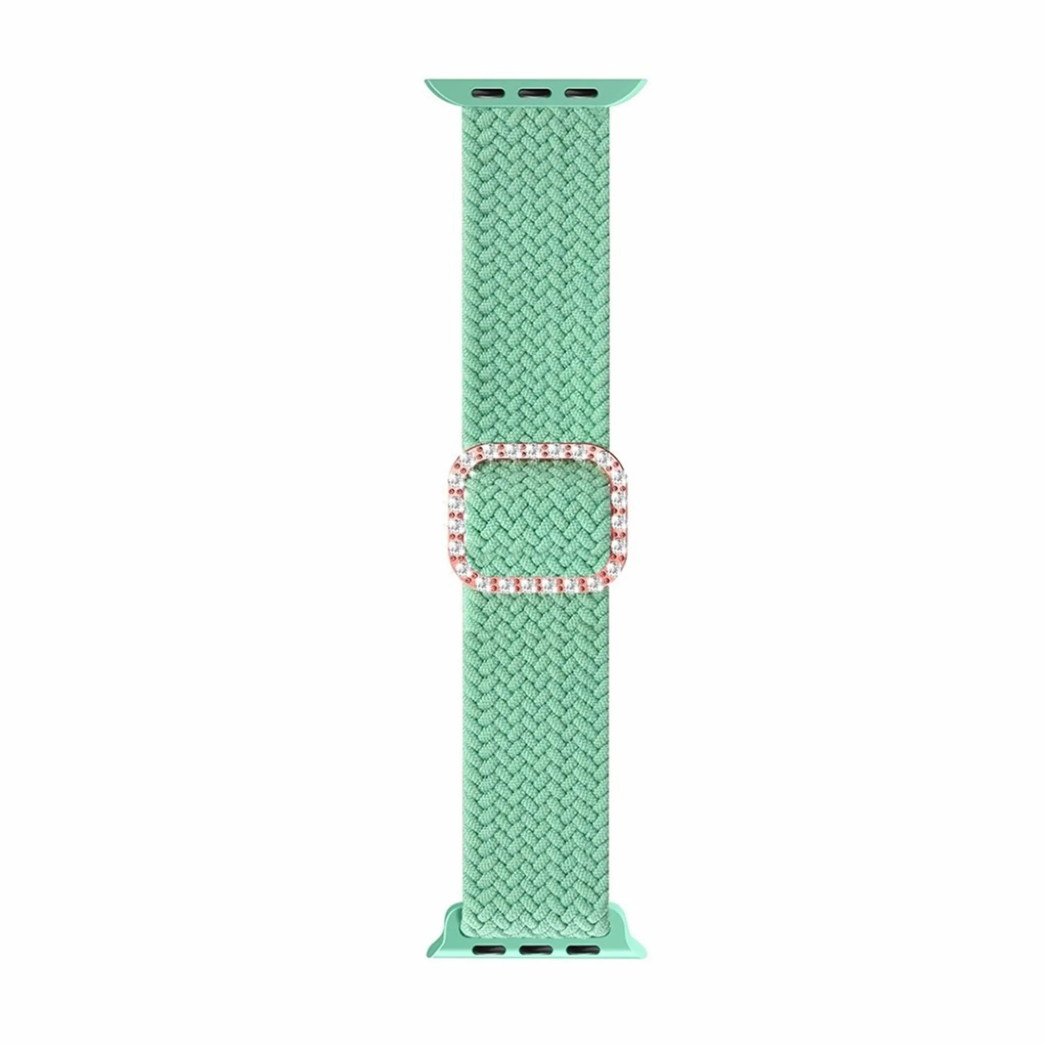 Apple Watch 40mm nylon watch strap in rhinestone buckle - Grass Green