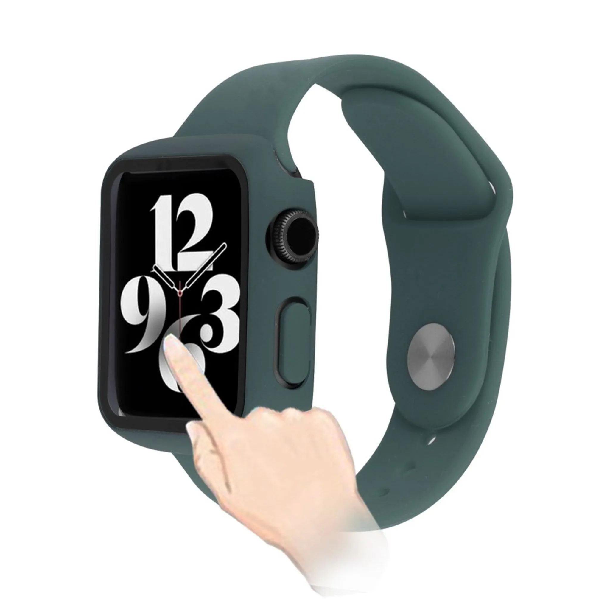 Apple Watch (41mm) silicone watch strap   tempered glass cover - Green