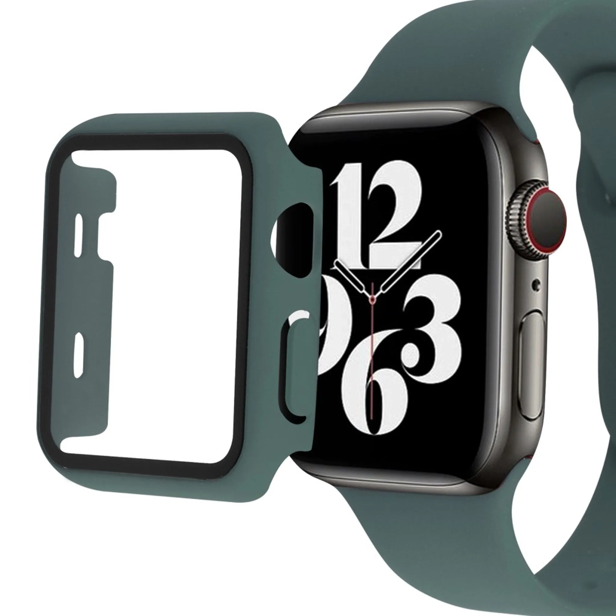 Apple Watch (41mm) silicone watch strap   tempered glass cover - Green