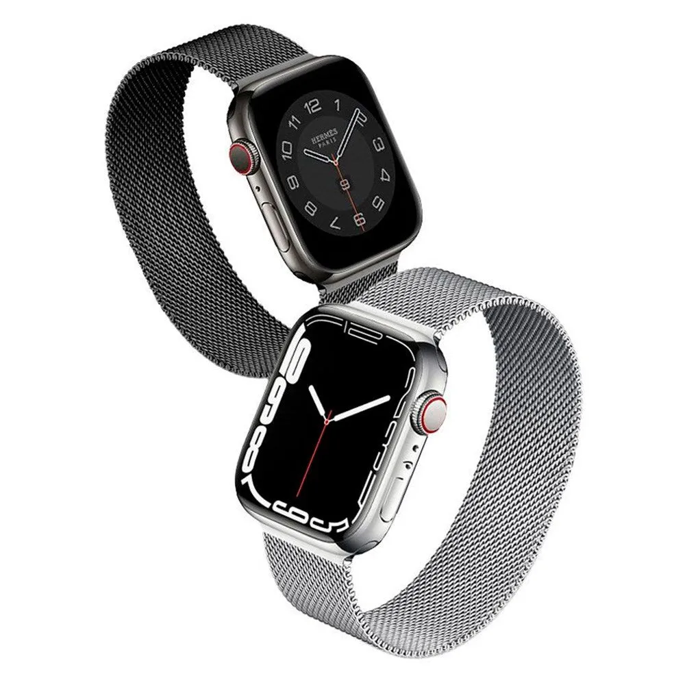 Apple Watch (42/44/SE/45/46/49mm) Lippa Magnetisk Rustfri Stål Rem - Sort