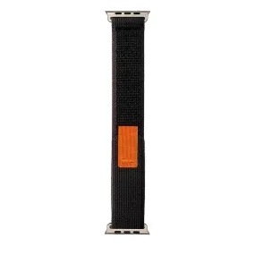 Apple Watch (42/44/SE/45/46/49mm) Velcro Stof Rem - Sort / Orange