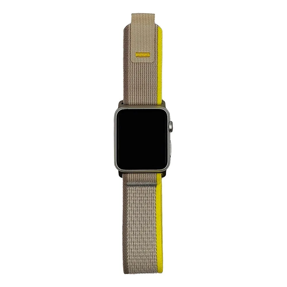 Apple Watch (42/44/SE/45/46/49mm) Velcro Stof Rem - Sort / Orange