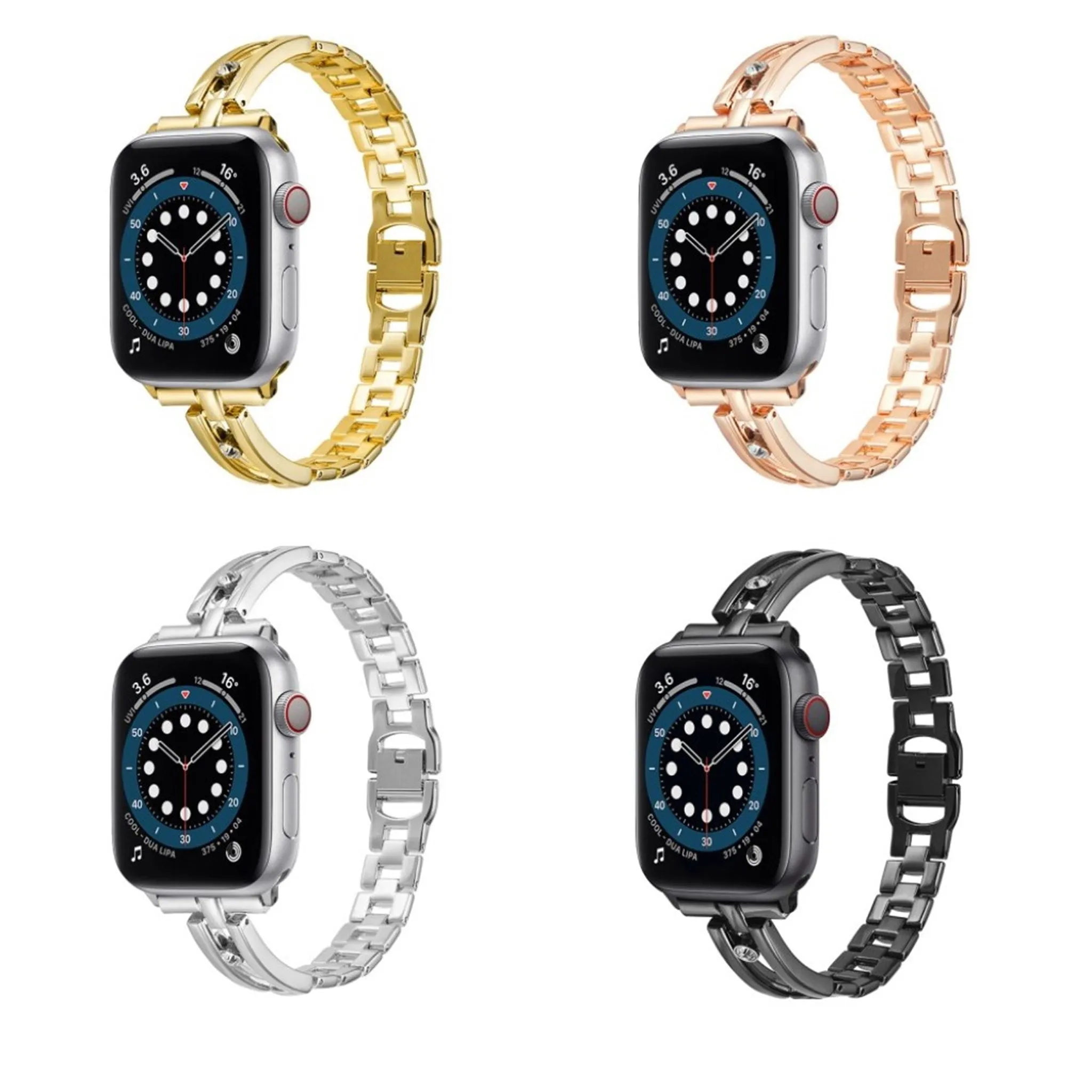 Apple Watch 44mm aluminum alloy with rhinestone décor watch strap - Gold