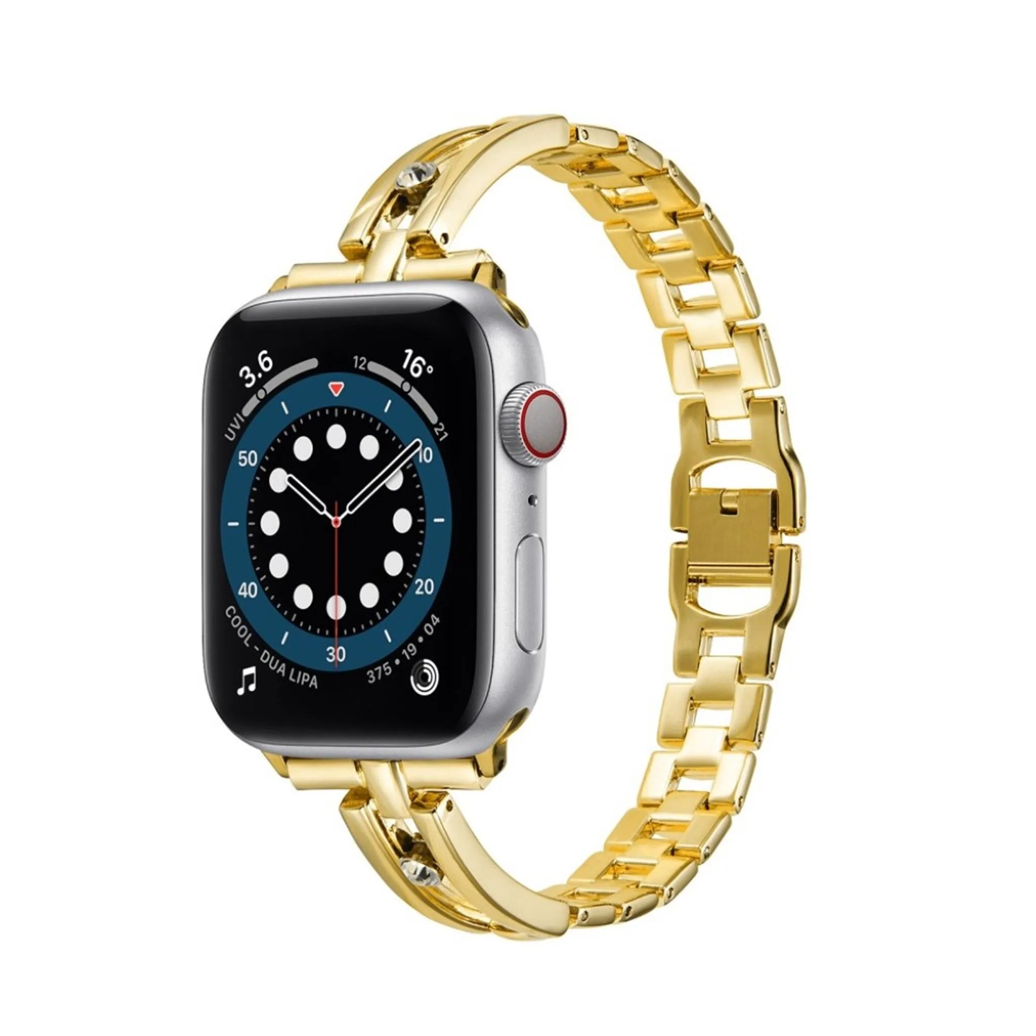 Apple Watch 44mm aluminum alloy with rhinestone décor watch strap - Gold