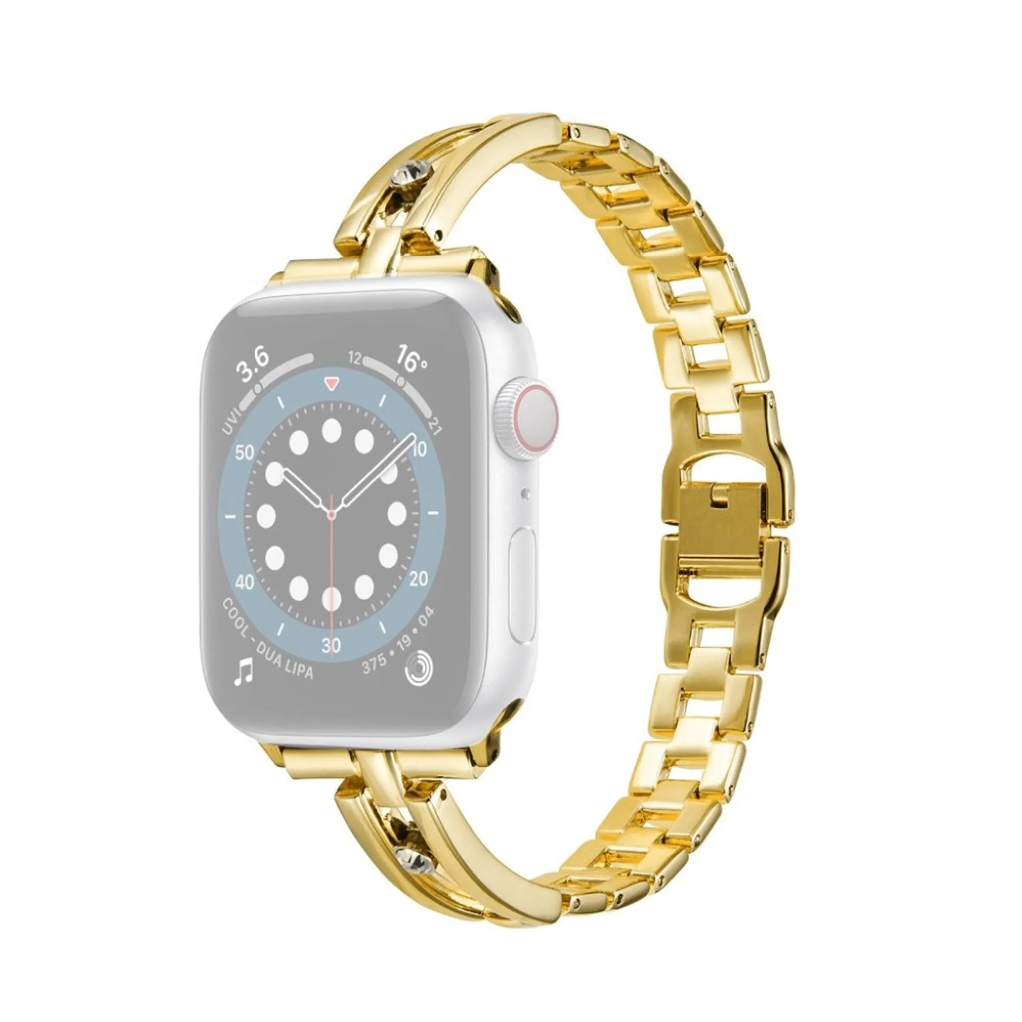 Apple Watch 44mm aluminum alloy with rhinestone décor watch strap - Gold
