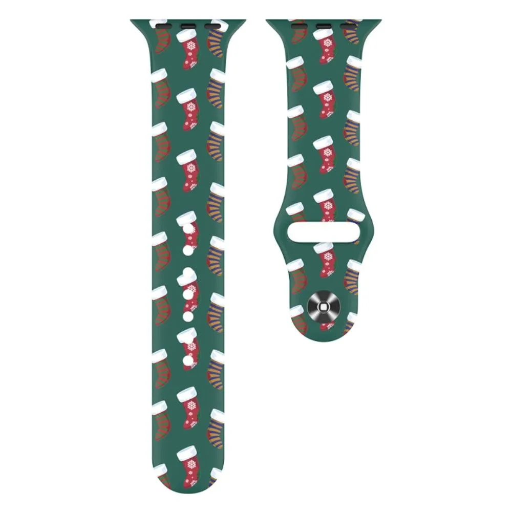 Apple Watch (45mm) christmas pattern silicone watch strap - Christmas Sock / Size: L
