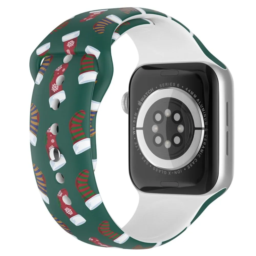 Apple Watch (45mm) christmas pattern silicone watch strap - Christmas Sock / Size: L