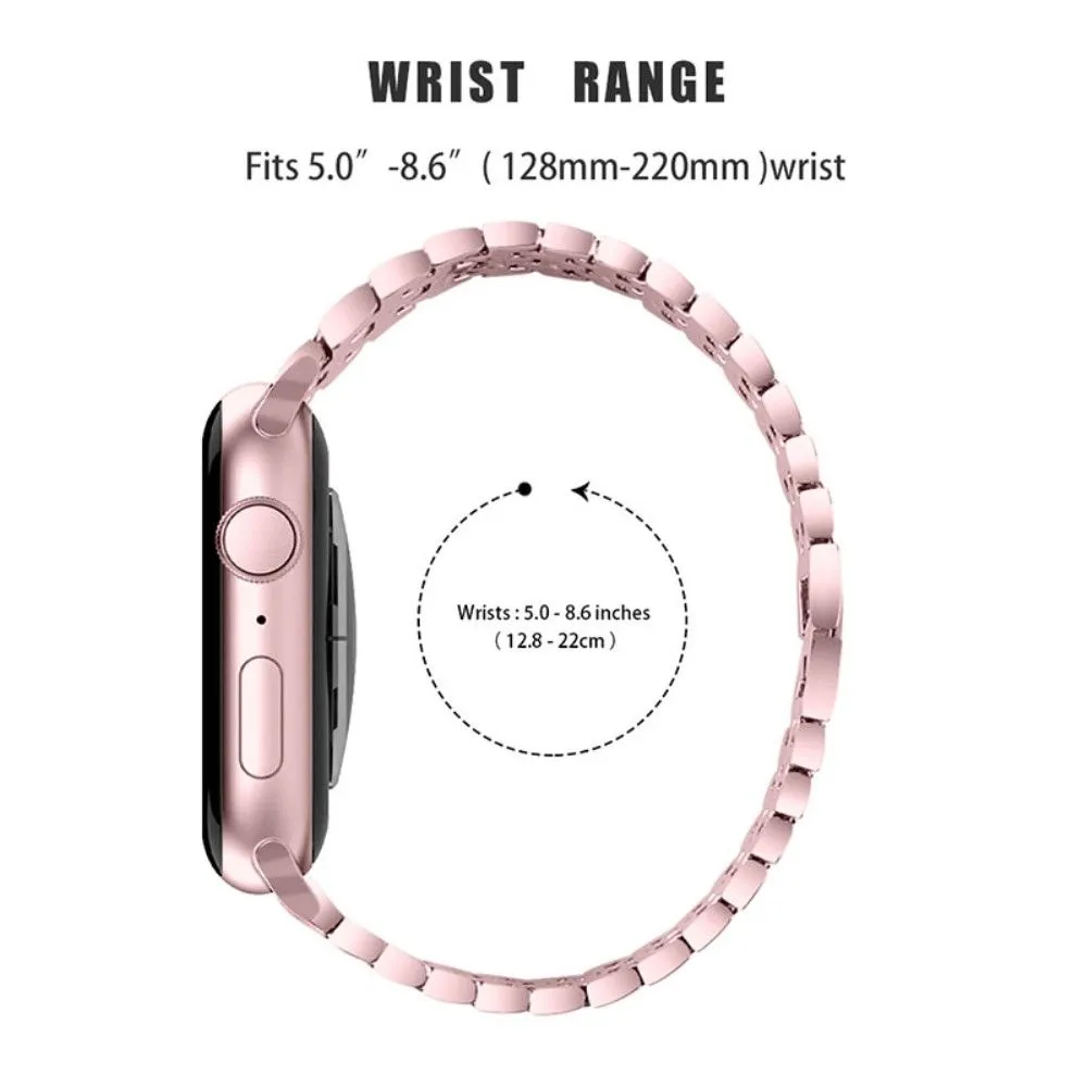 Apple Watch (45mm) five bead shiny rhinestone watch strap - Rose Pink / Rose / Rose Pink