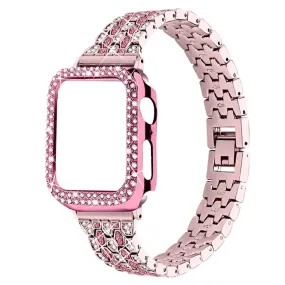 Apple Watch (45mm) five bead shiny rhinestone watch strap - Rose Pink / Rose / Rose Pink