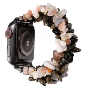 Apple Watch (45mm) natural stones style watch strap - Black / White