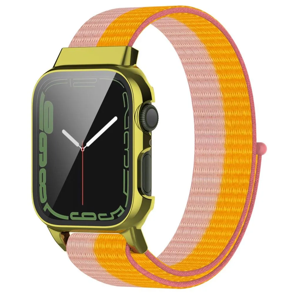 Apple Watch (45mm) nylon watch strap   tempered glass - Pink / Orange