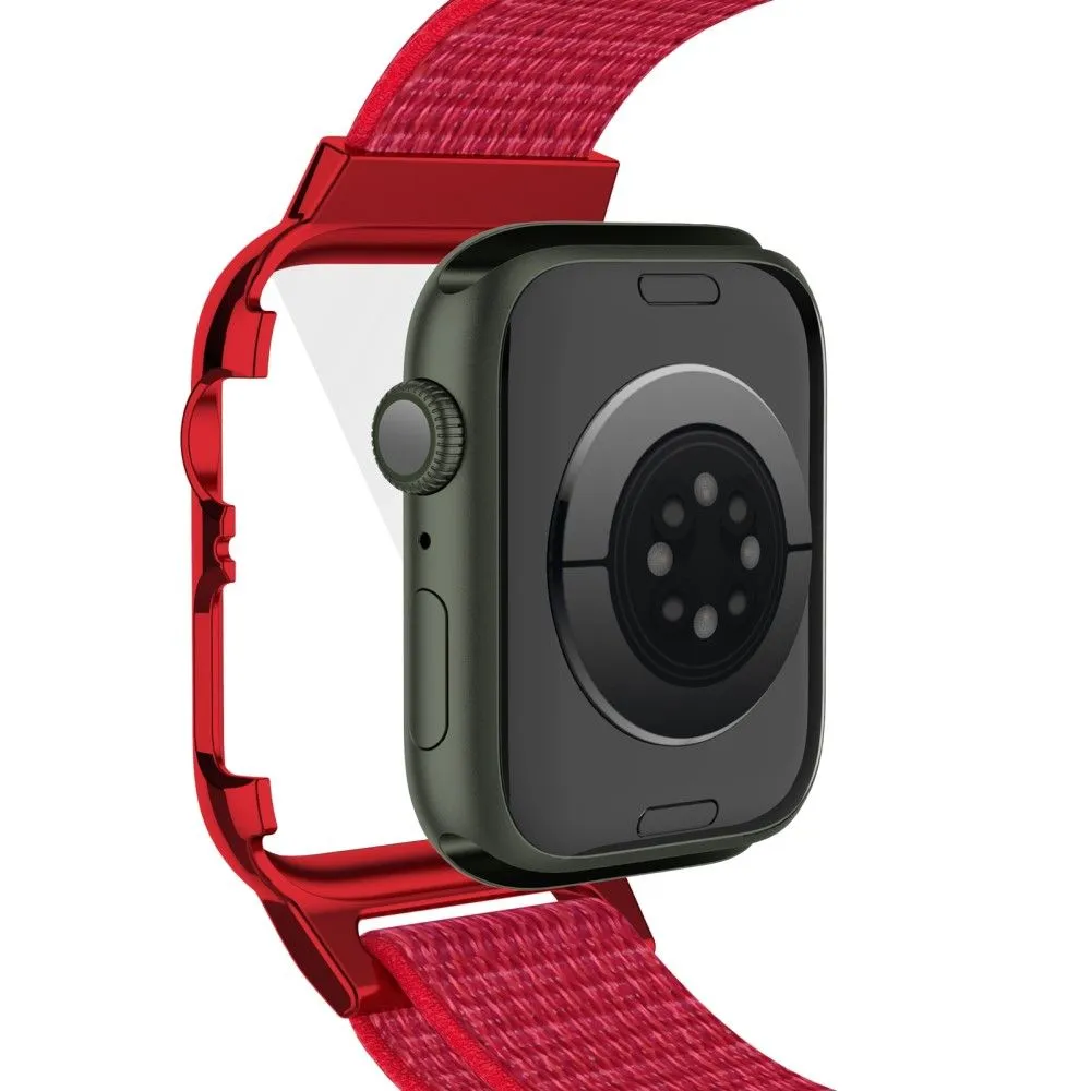 Apple Watch (45mm) nylon watch strap   tempered glass - Pink / Orange