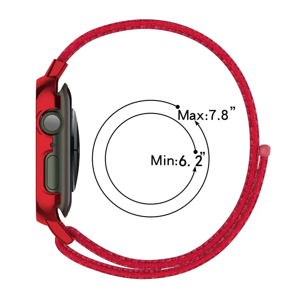 Apple Watch (45mm) nylon watch strap   tempered glass - Pink / Orange