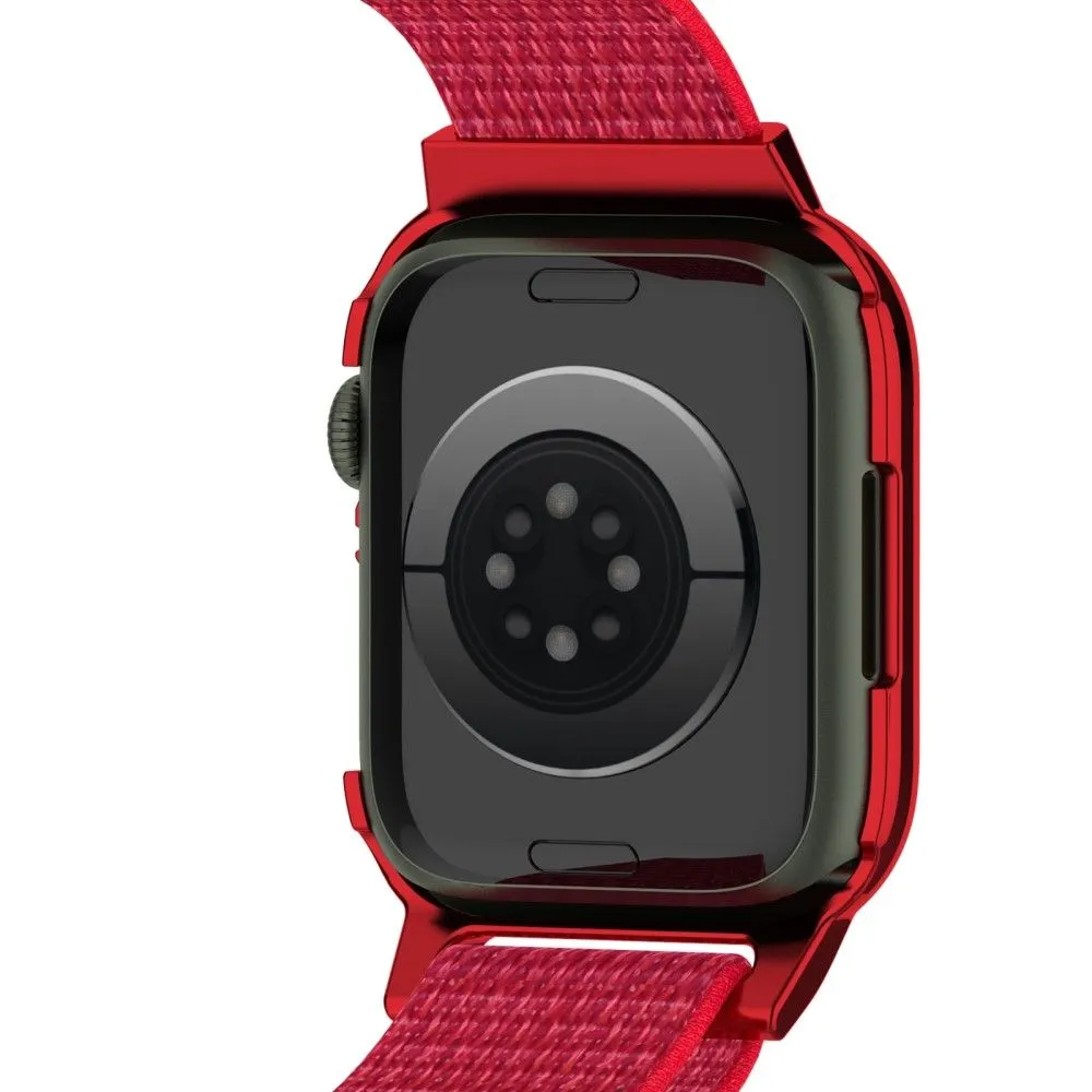 Apple Watch (45mm) nylon watch strap   tempered glass - Pink / Orange