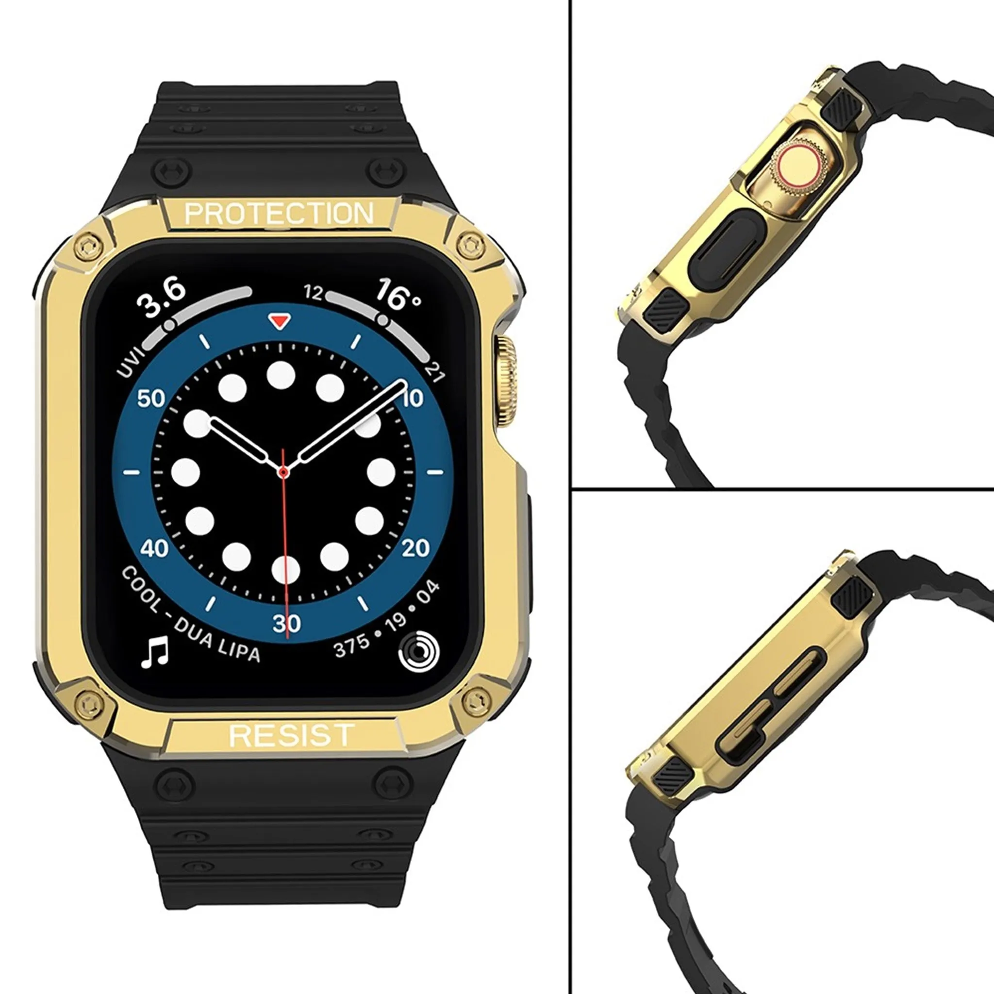 Apple Watch (45mm) TPU watch strap - Black / Gold